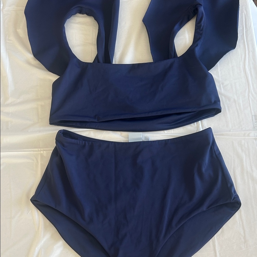 Hill House Navy Blue High-Waist Bikini Set
